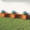 Wooden Garden Bench With Planter Boxes 3 In 1 Outdoor Bench Seat With Storage Fir Wood Patio Bench Orange